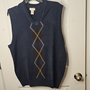 Dockers Men's Blue Argyle V-Neck Sweater Vest‎ Size L